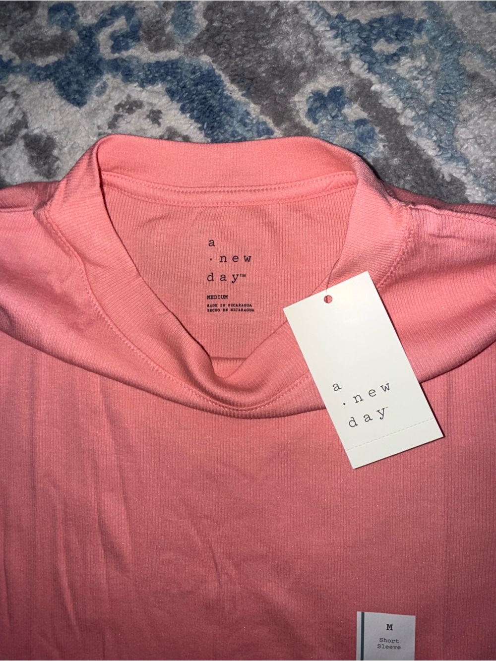 a new day Coral Pink Short Sleeve Crewneck Top